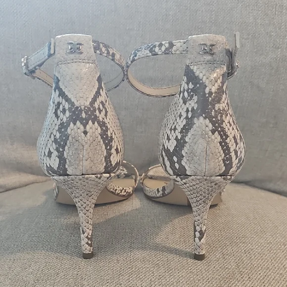 Sam Edelman Snakeskin Patterned  Ankle Strap Heels EUC - Picture 6 of 9